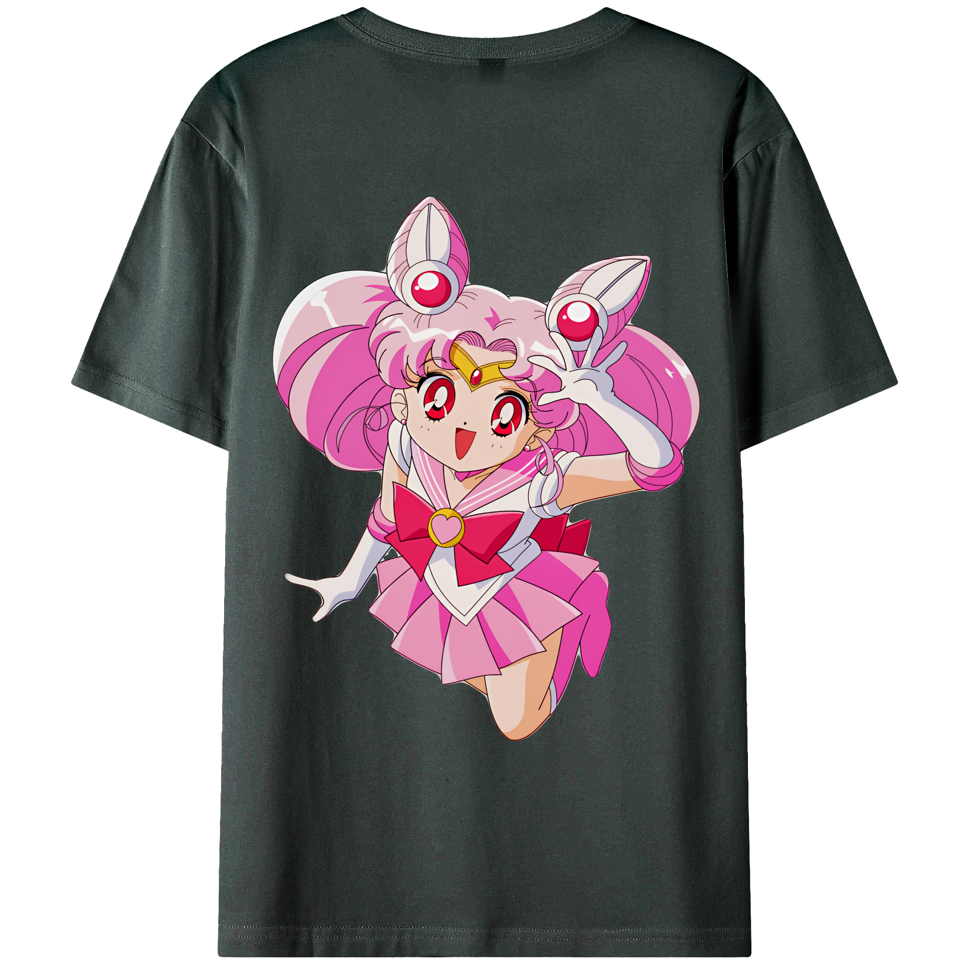 （画像用） 美少女戦士セーラームーン ちびうさ Sailor Moon Chibiusa Tsukino Usagi Small Lady Serenity 綿100％ メンズ半袖Tシャツ（バックプリント） 通気性